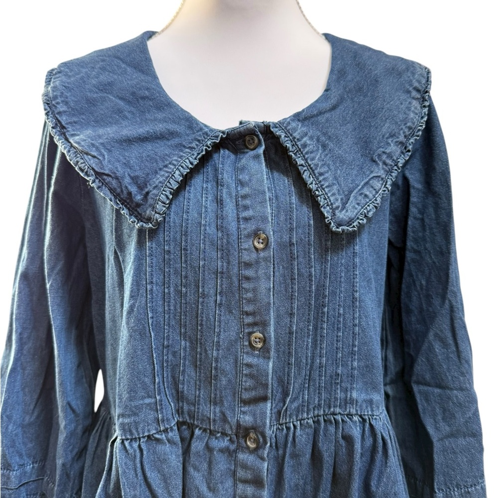 BDG Urban Outfitters Women’s Long Sleeve Button Front Denim Collar Dress Small - Picture 8 of 12
